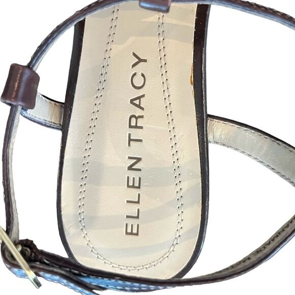 NEW Ellen Tracy Brown Strappy Jeweled Open Toe Wedge Sandal Size 7 Beachy Boho - Picture 3 of 11